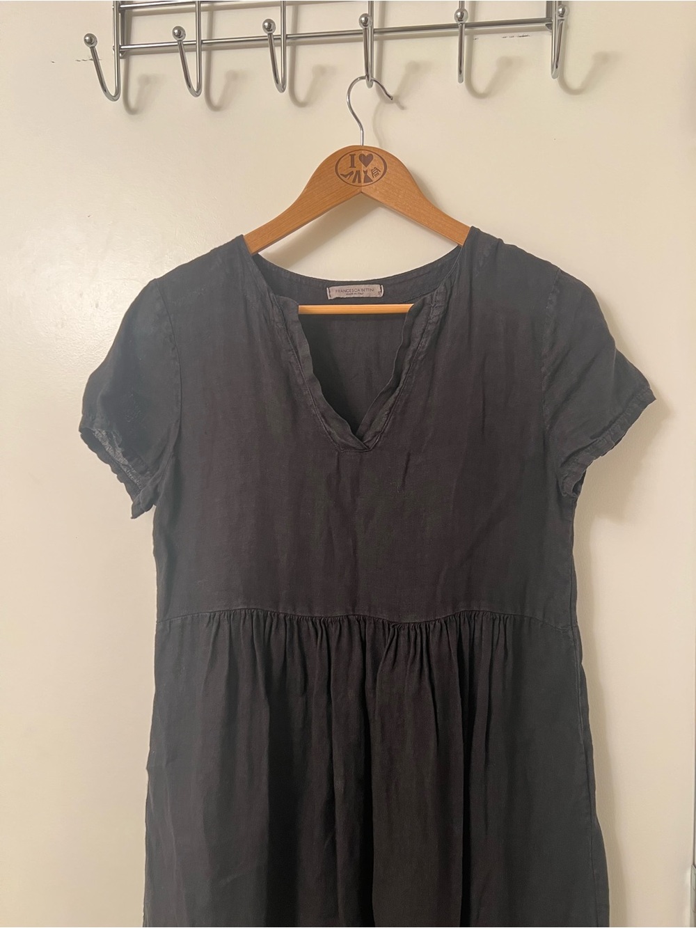 Francesca Bettini Tiered Linen Mini Dress – Black, Size Small - Picture 4 of 7